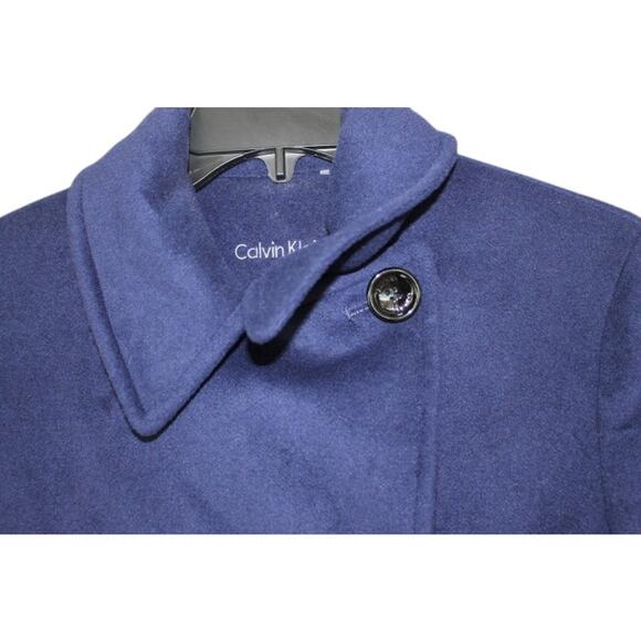 Calvin Klein Womens Pea Coat Jacket Size 8 Dark Blue Wool Cashmere Warm - Picture 5 of 9